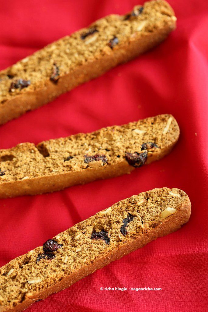 Gingerbread Biscotti with Almonds and Cranberries