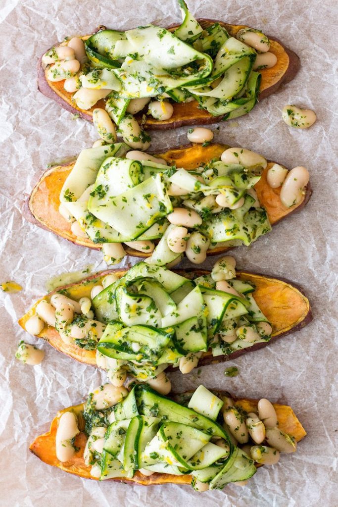 Sweet Potato Toast with Herby Beans
