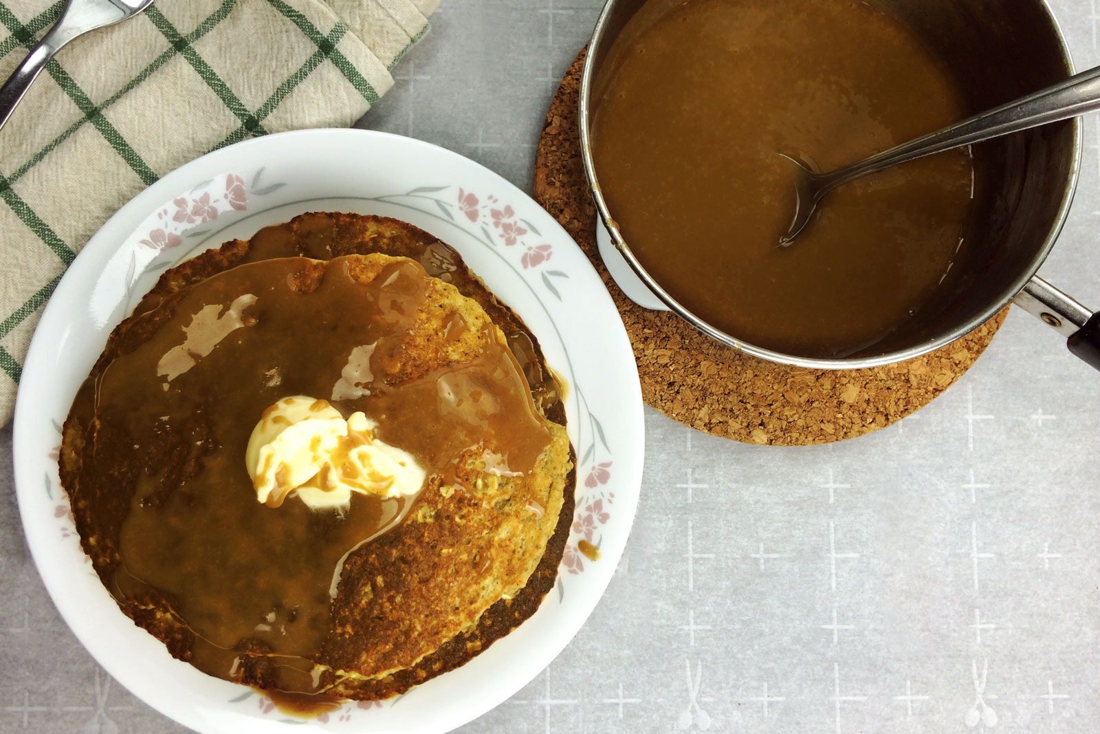 Oatmeal Pancakes w/ Espresso Glaze