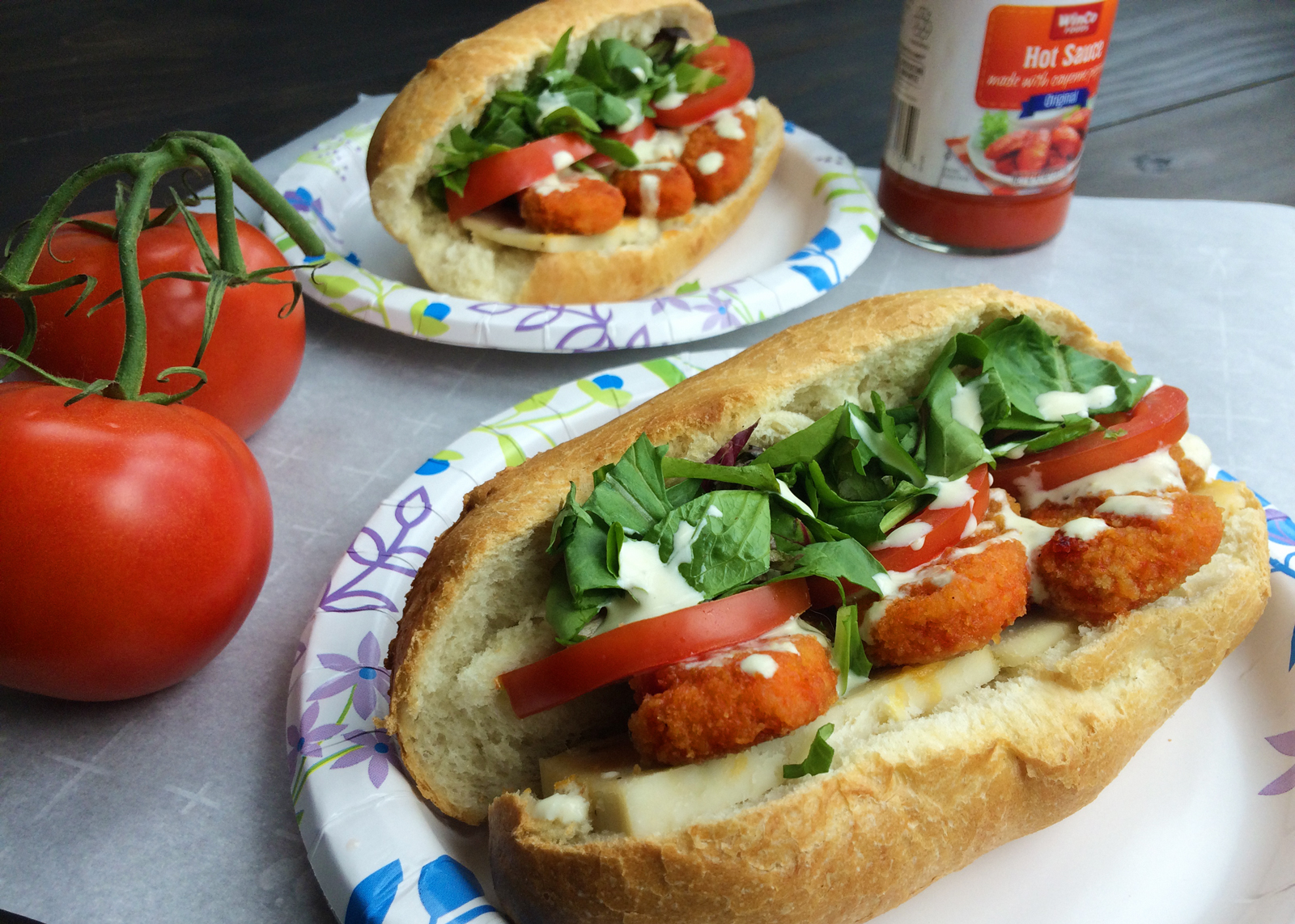 Buffalo “Chicken Finger” Subs with “Blue Cheese” Dressing