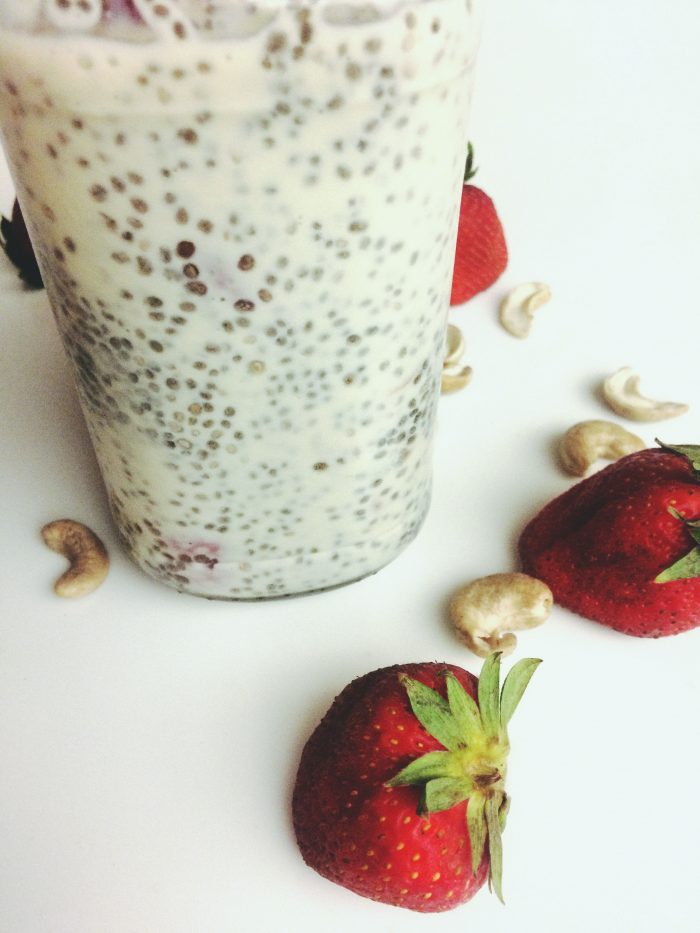 strawberries and cream chia seed pudding