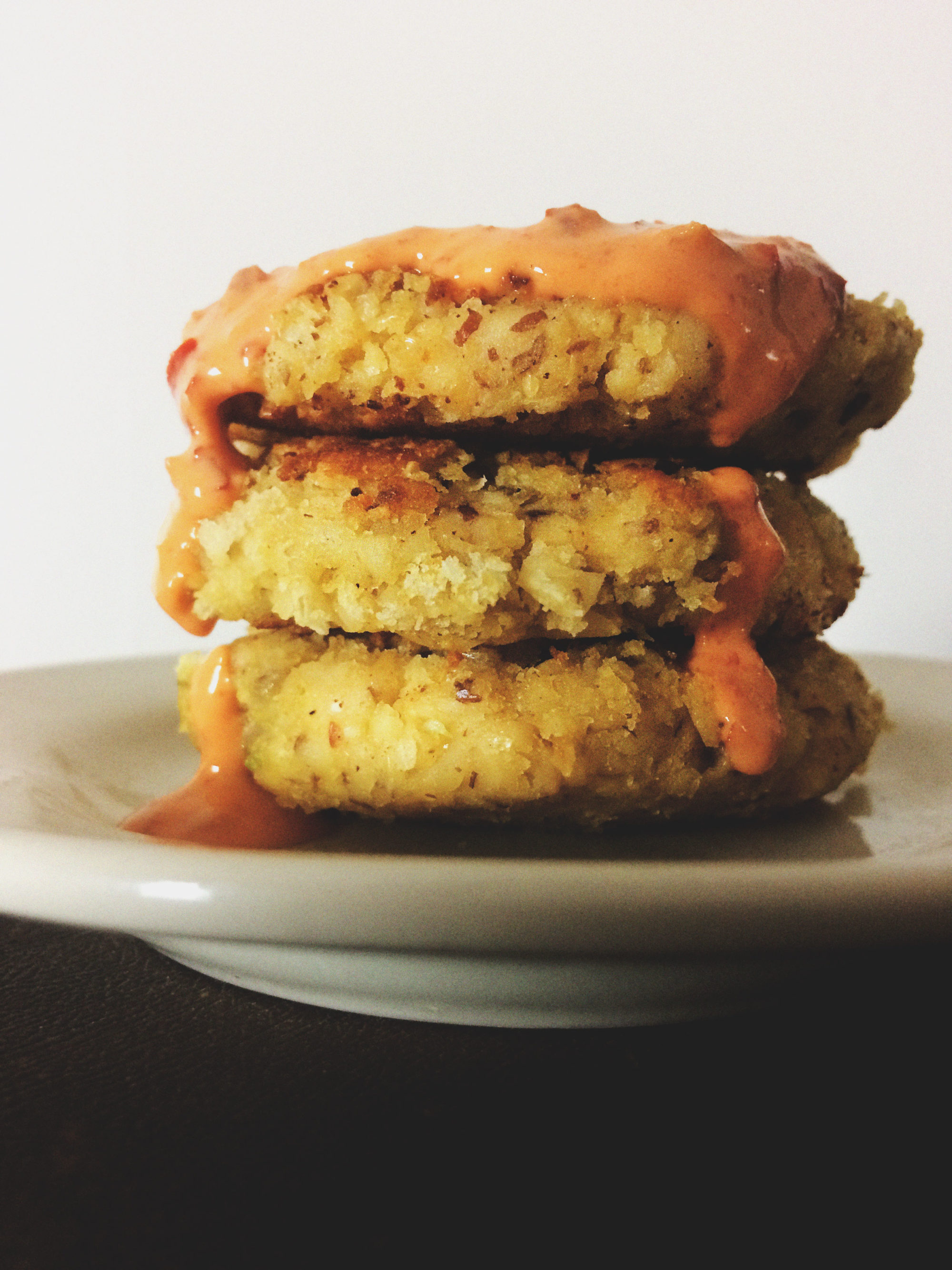 White Bean & Nut Fritters with Spicy Sauce