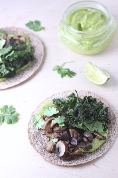 Crunchy Kale and Mushroom Tacos