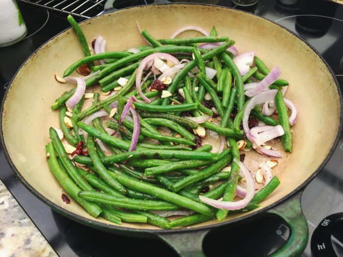 roasted green beans cranberries almonds recipe