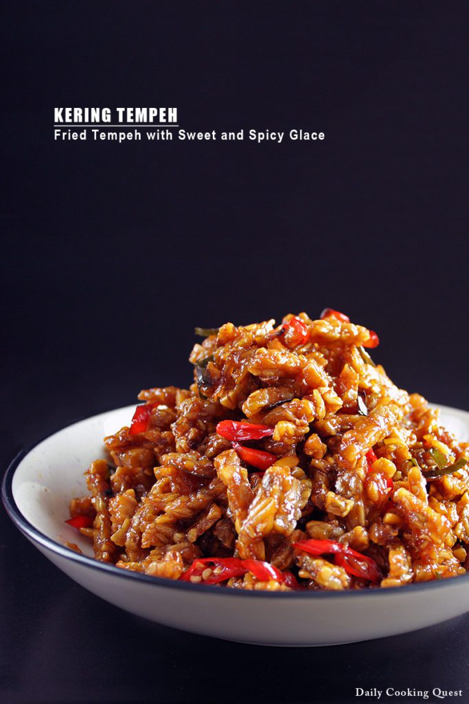 Kering Tempeh - Fried Tempeh with Sweet and Spicy Glace - vegan Indonesian recipes