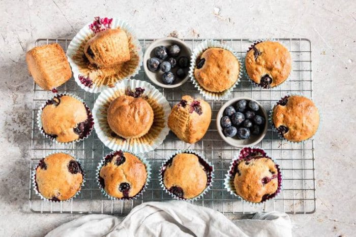 freshly baked vegan blueberry muffins