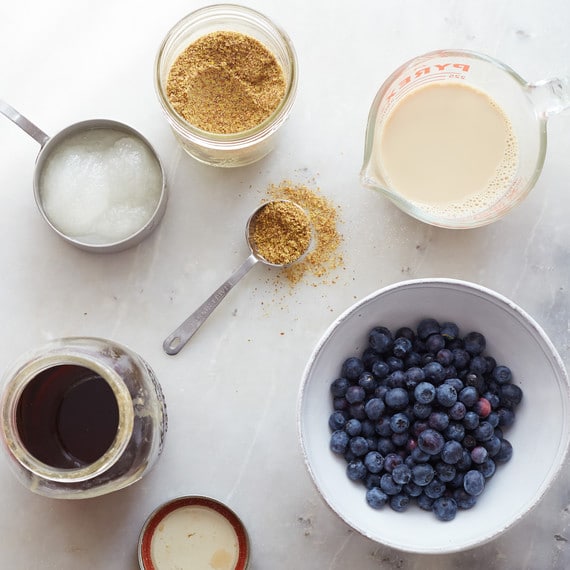 ingredients to make vegan blueberry muffins
